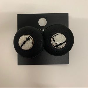 NY&CO Faux leather with fabric statement earrings